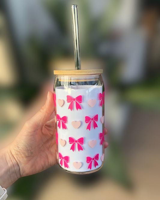 Glazen drinkbeker strik-hart