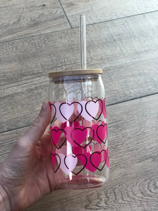Glazen drinkbeker hartjes