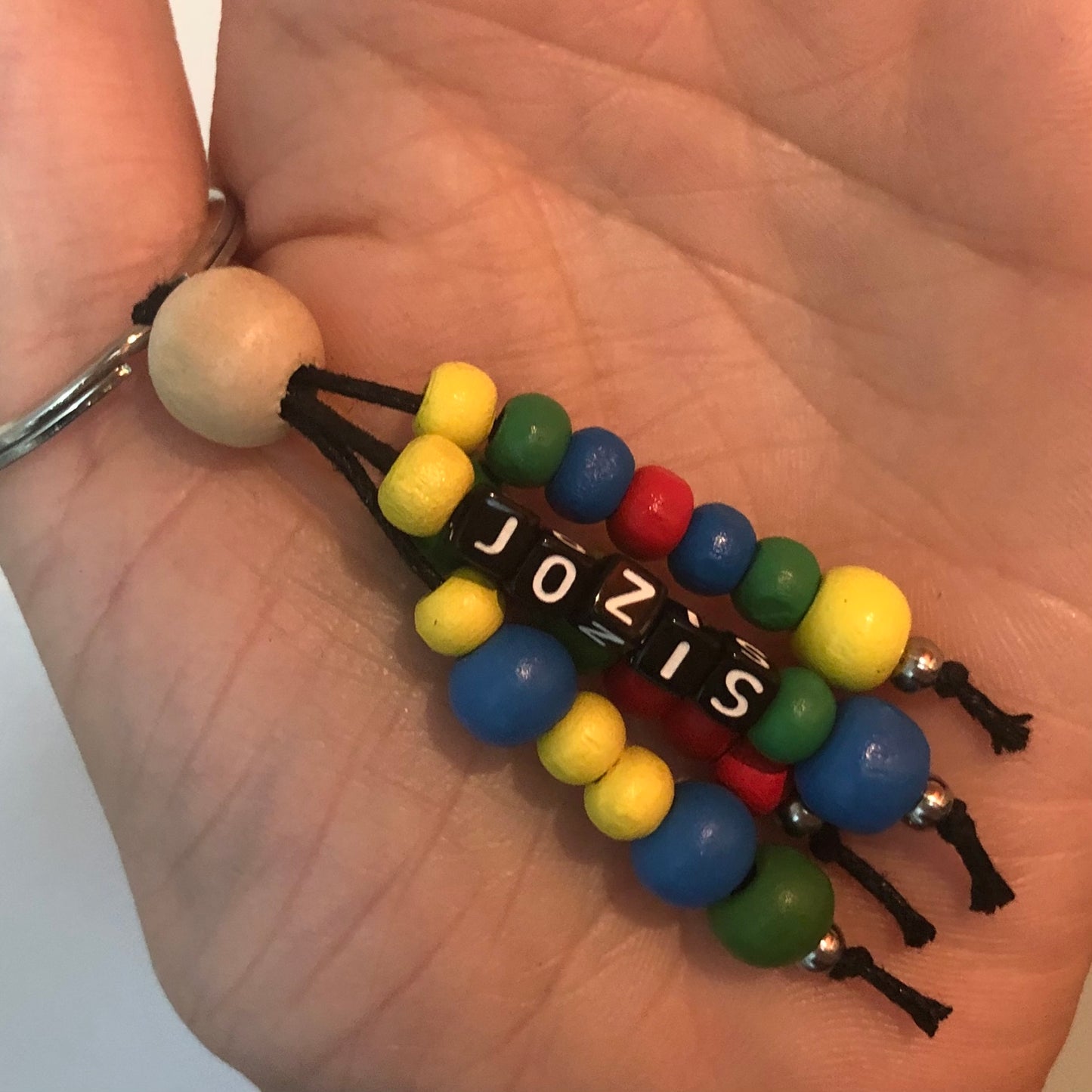 Sleutelhanger met kralen zwart-wit