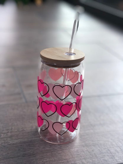 Glazen drinkbeker hartjes