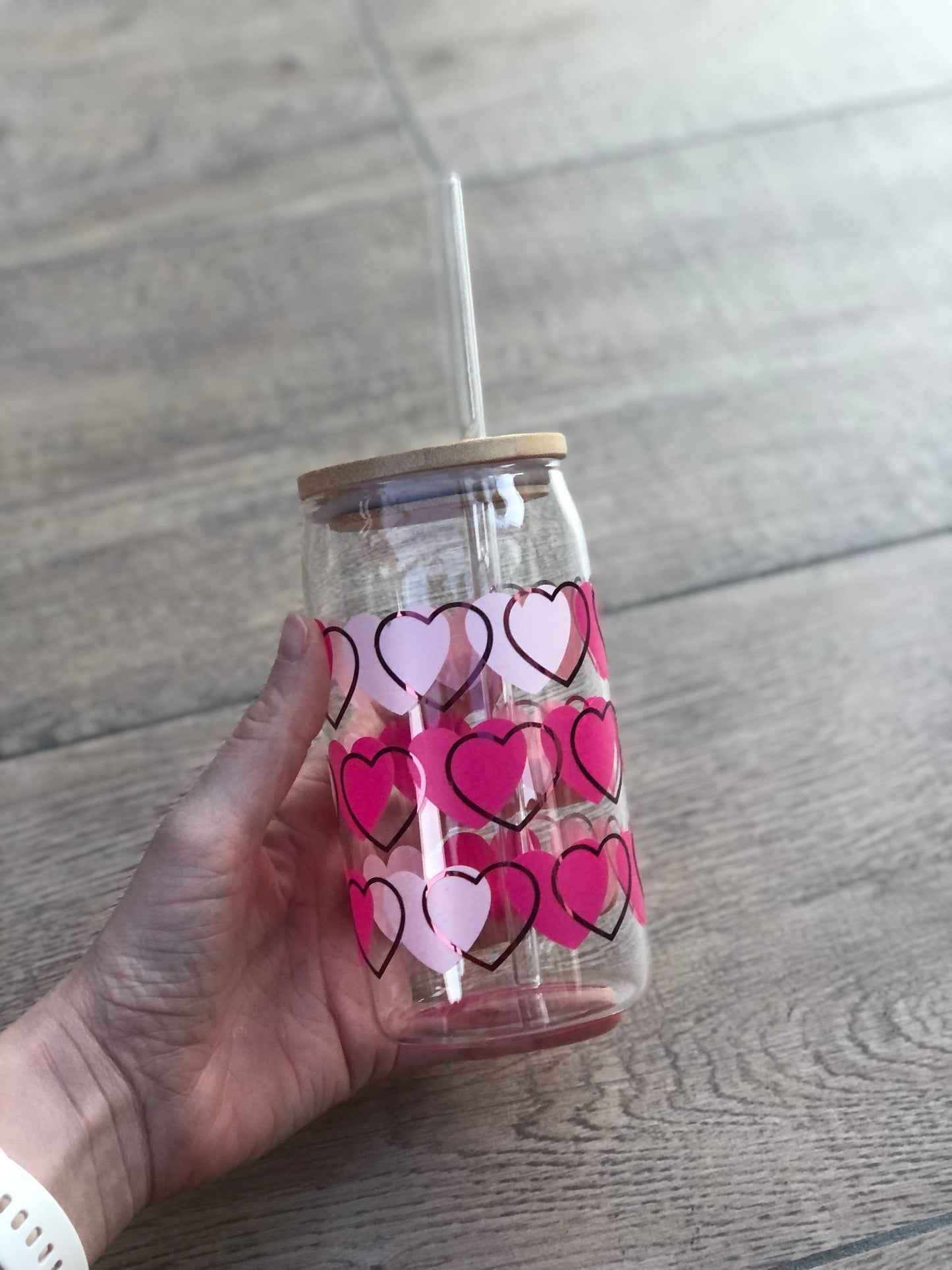 Glazen drinkbeker hartjes