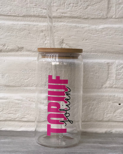 Glazen drinkbeker “TOPJUF. …”