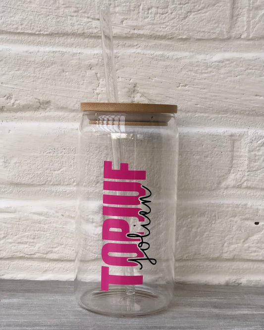 Glazen drinkbeker “TOPJUF. …”