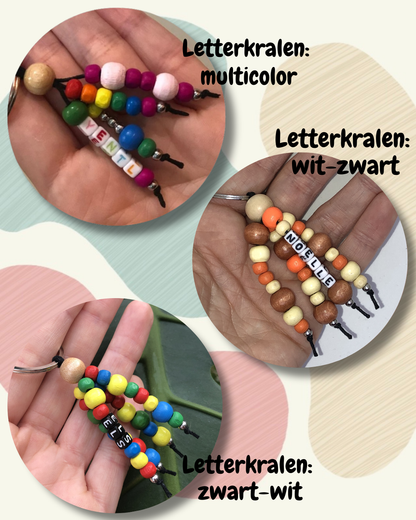 Sleutelhanger met kralen 3 namen